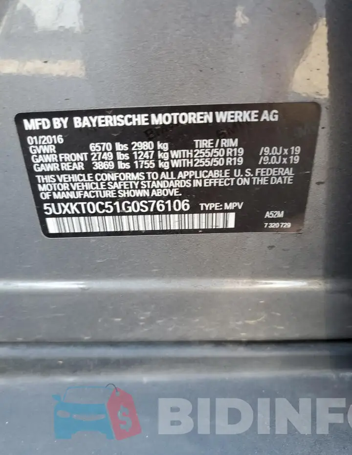 5UXKT0C51G0S76106 Photo# 13