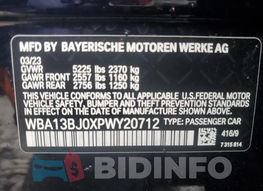 WBA13BJ0XPWY20712 Photo# 12