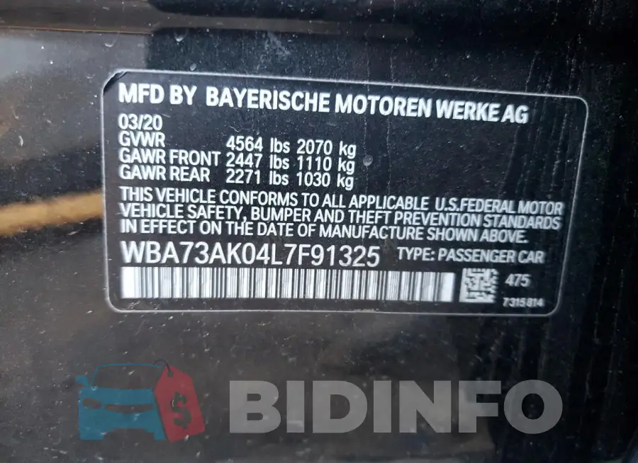 WBA73AK04L7F91325 Photo# 12
