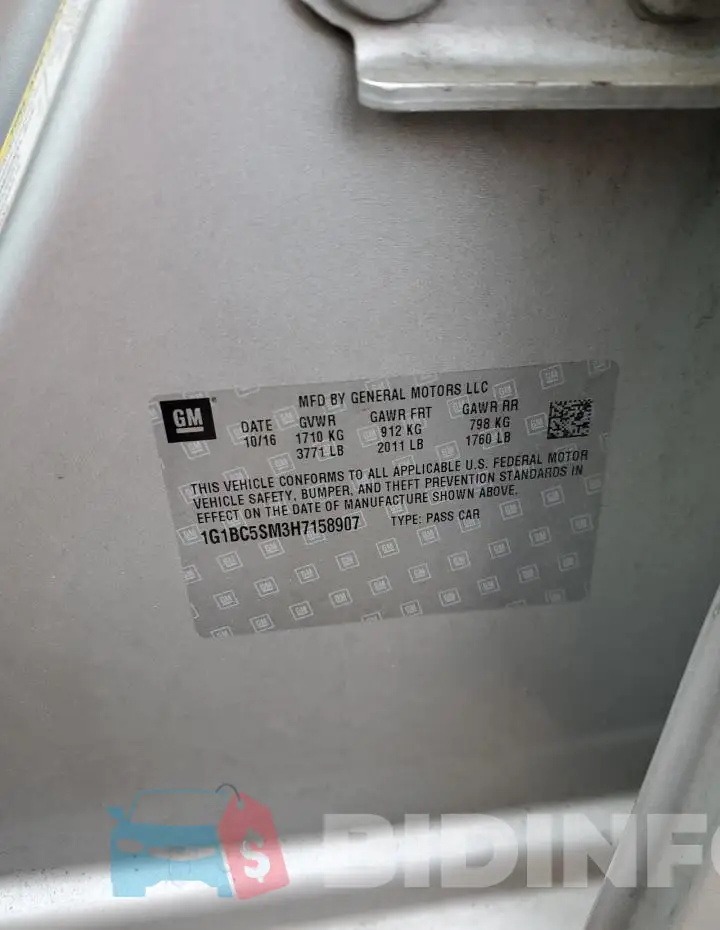 1G1BC5SM3H7158907 Photo# 12