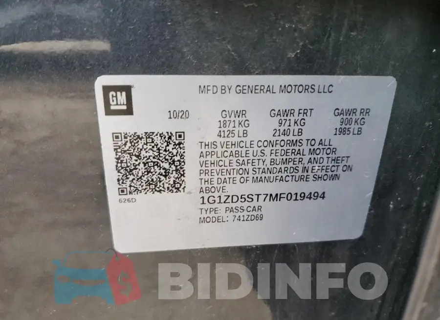 1G1ZD5ST7MF019494 Photo# 13