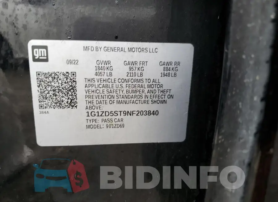 1G1ZD5ST9NF203840 Photo# 12