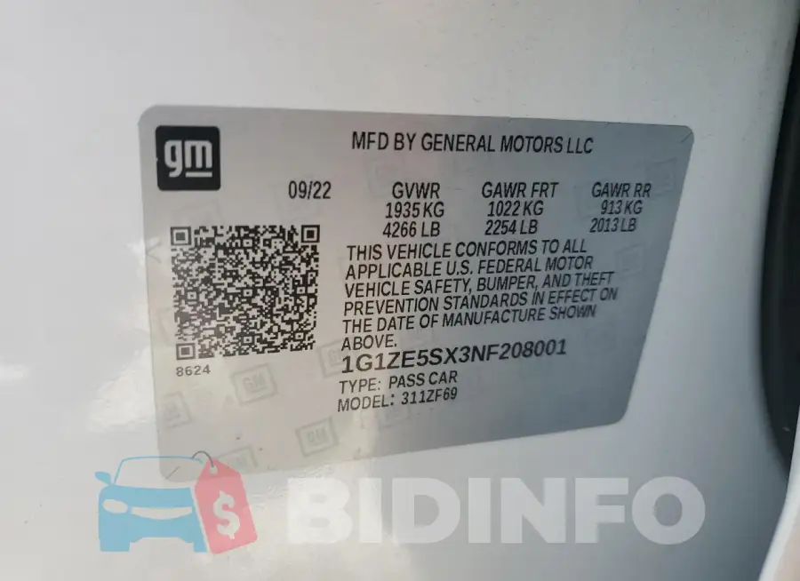 1G1ZE5SX3NF208001 Photo# 13