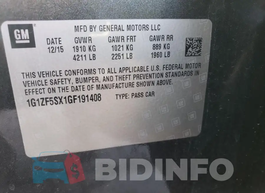 1G1ZF5SX1GF191408 Photo# 12