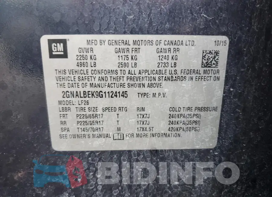 2GNALBEK9G1124145 Photo# 13