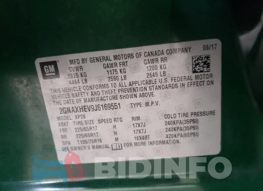2GNAXHEV9J6169551 Photo# 13