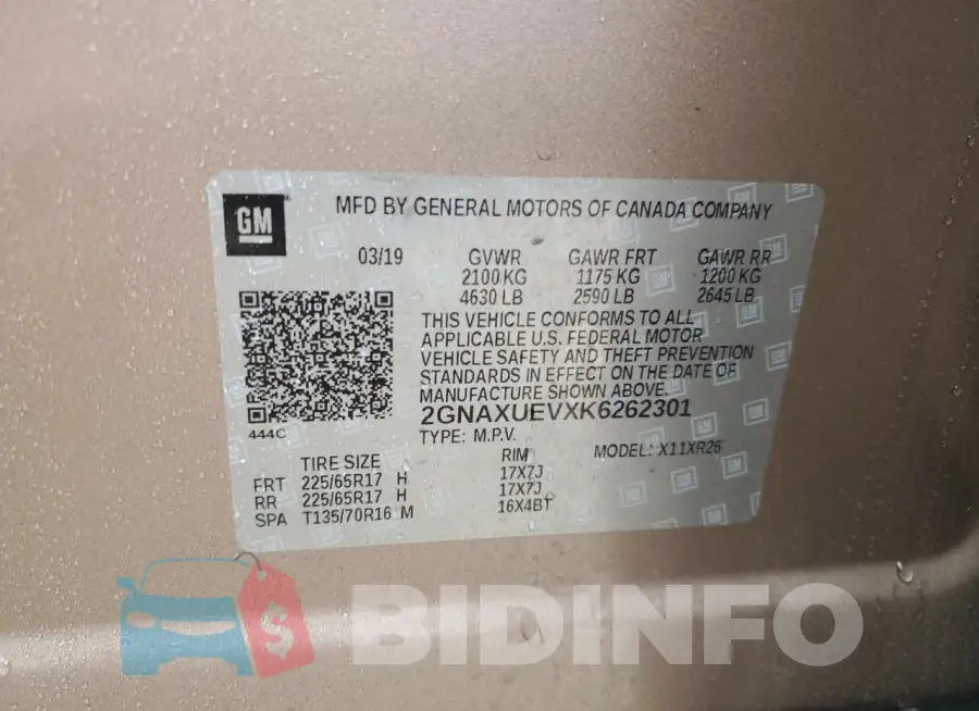 2GNAXUEVXK6262301 Photo# 13