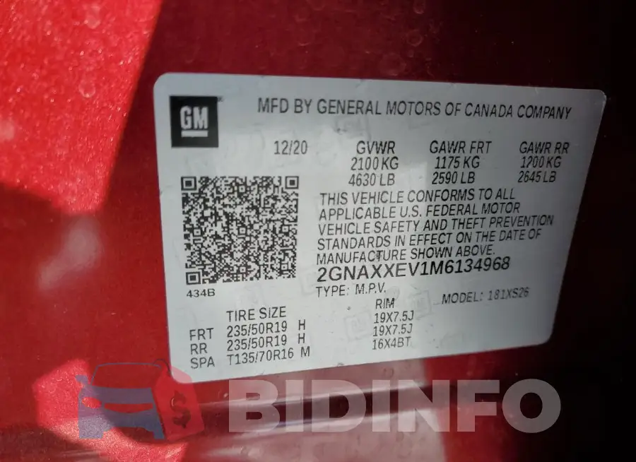 2GNAXXEV1M6134968 Photo# 13