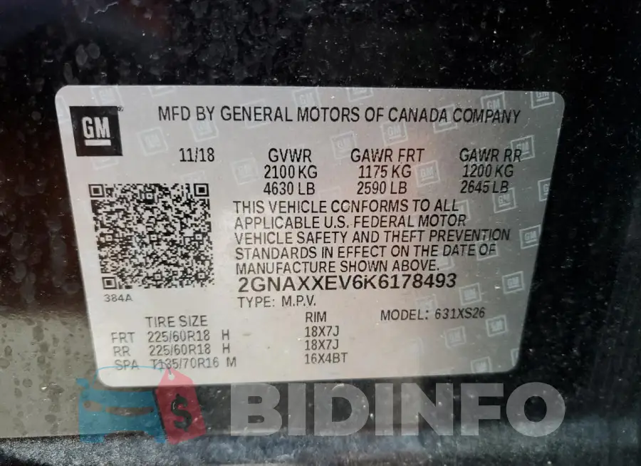 2GNAXXEV6K6178493 Photo# 14