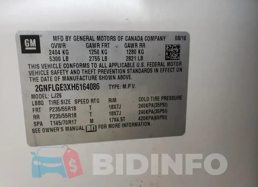 2GNFLGE3XH6164086 Photo# 13