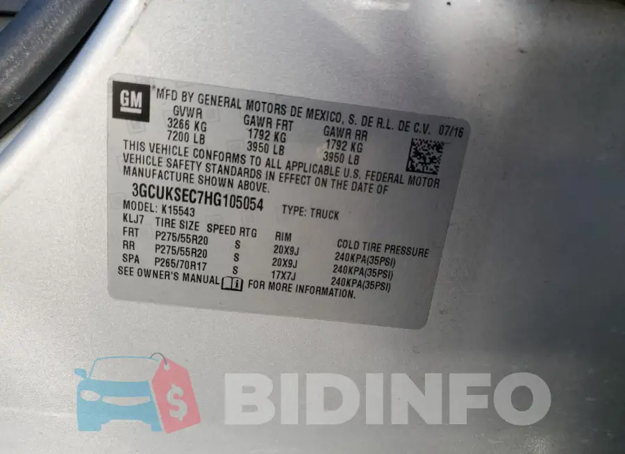 3GCUKSEC7HG105054 Photo# 12