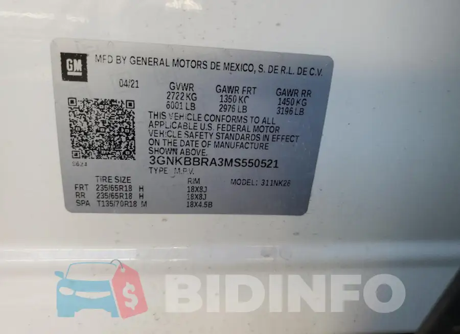 3GNKBBRA3MS550521 Photo# 13