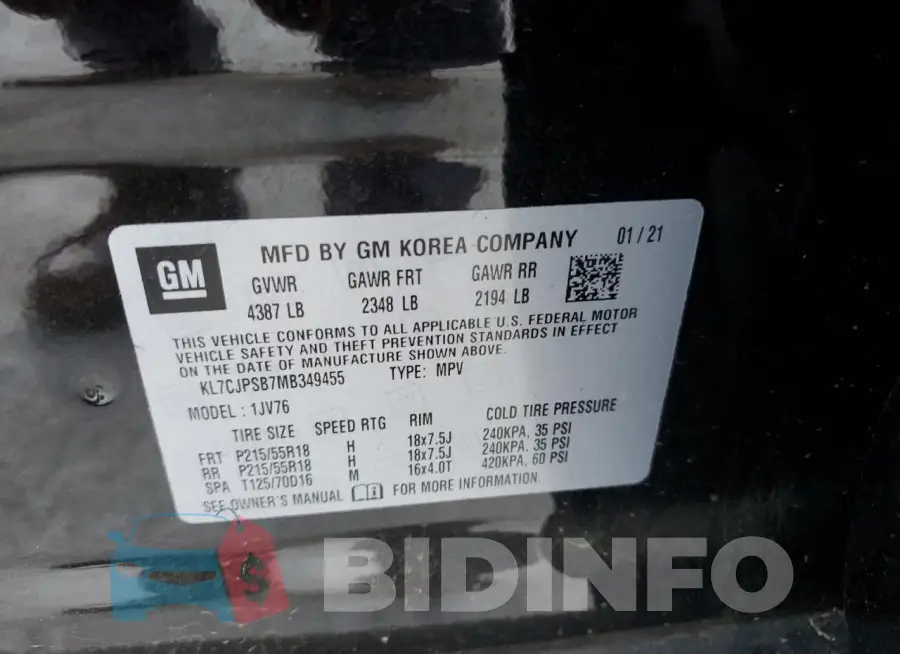 KL7CJPSB7MB349455 Photo# 14