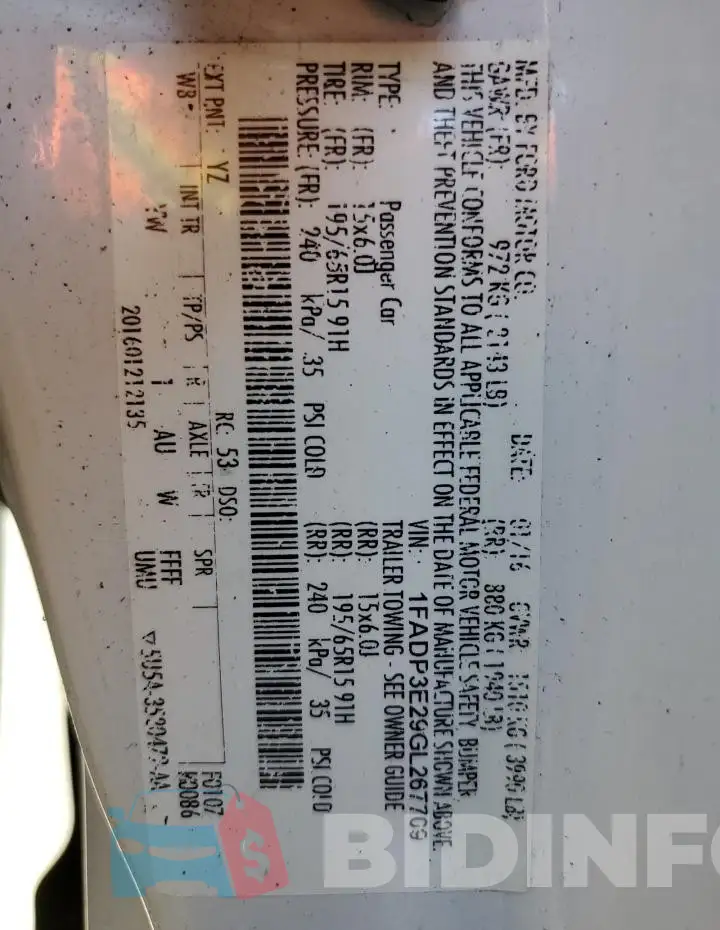 1FADP3E29GL267709 Photo# 12