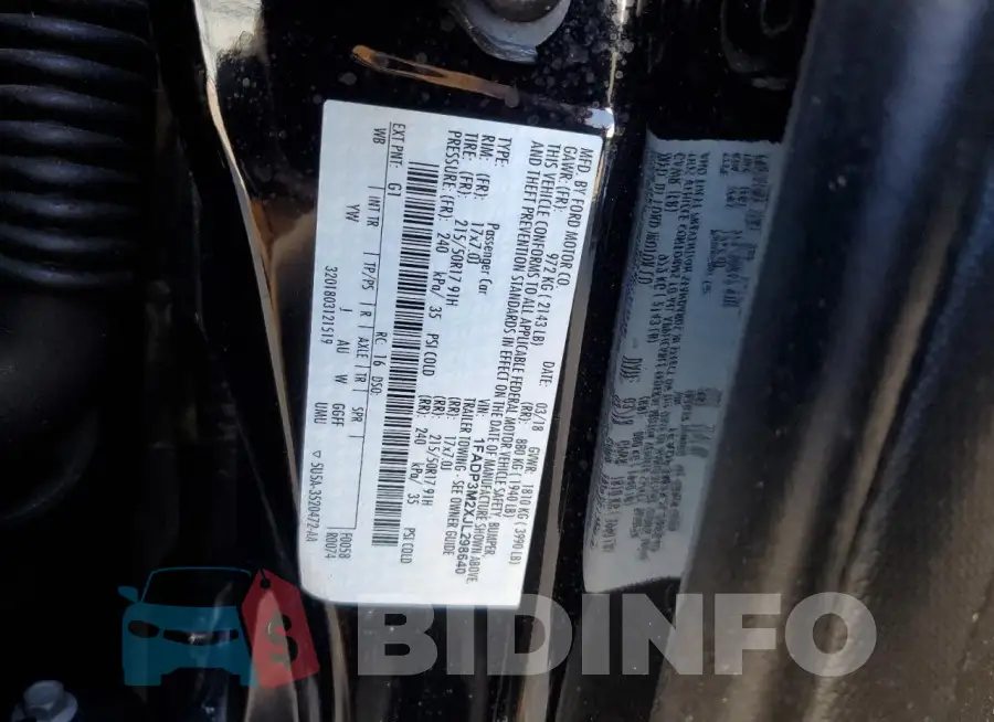 1FADP3M2XJL298640 Photo# 12