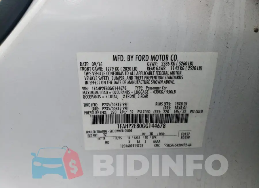 1FAHP2E80GG144678 Photo# 12