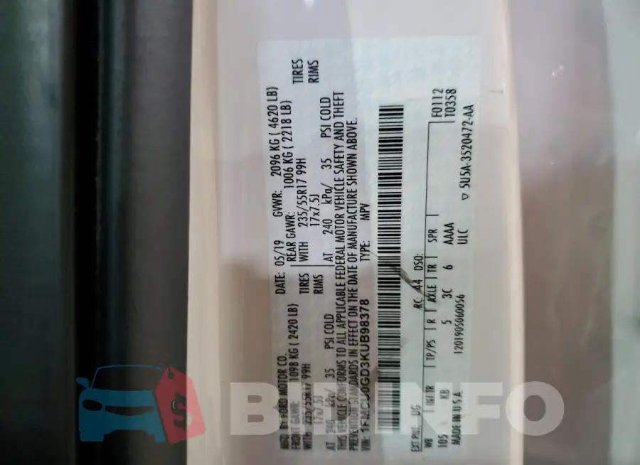 1FMCU0GD3KUB98378 Photo# 14