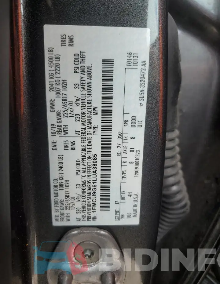 1FMCU9G61LUA38085 Photo# 13