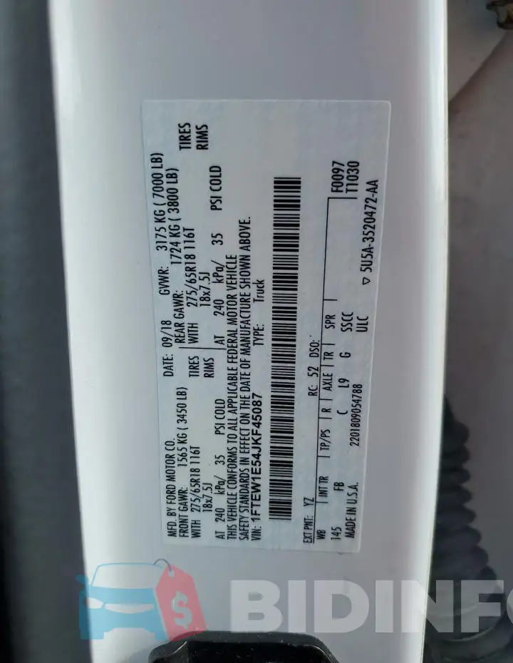 1FTEW1E54JKF45087 Photo# 13