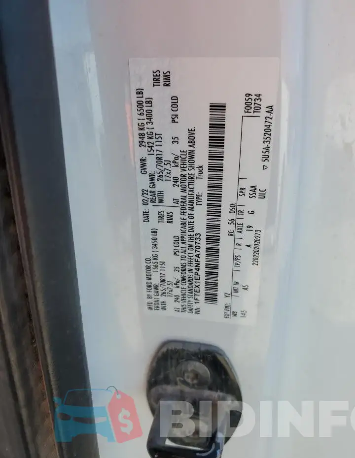1FTEX1EP4NFA70733 Photo# 13