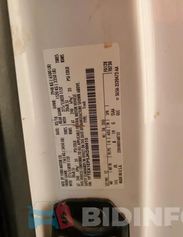 1FTEX1EP5JKD99815 Photo# 12