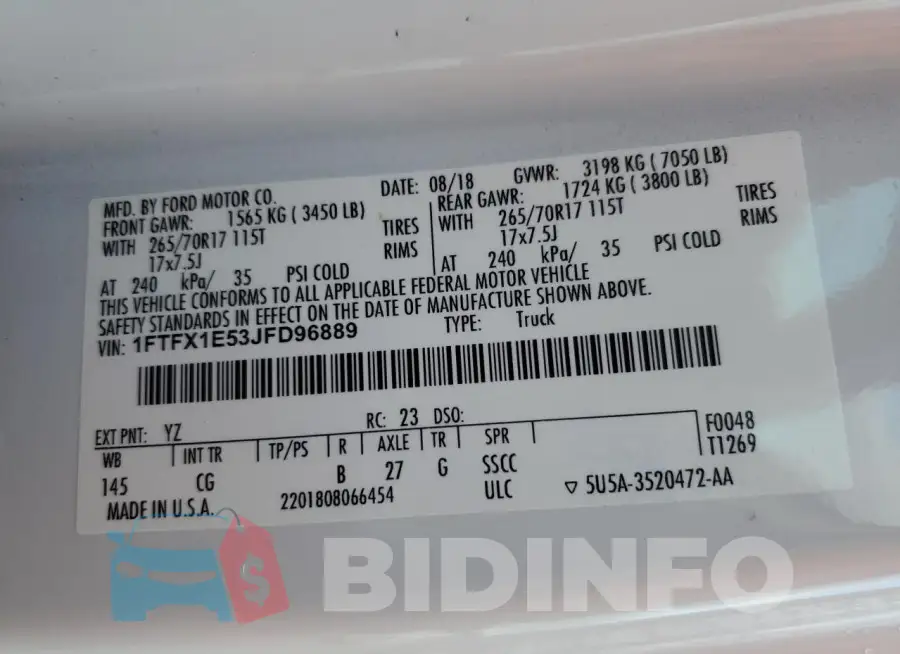 1FTFX1E53JFD96889 Photo# 12
