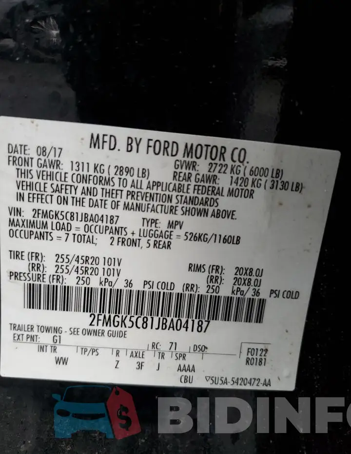 2FMGK5C81JBA04187 Photo# 13