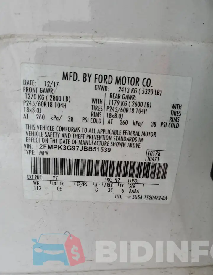 2FMPK3G97JBB51539 Photo# 13