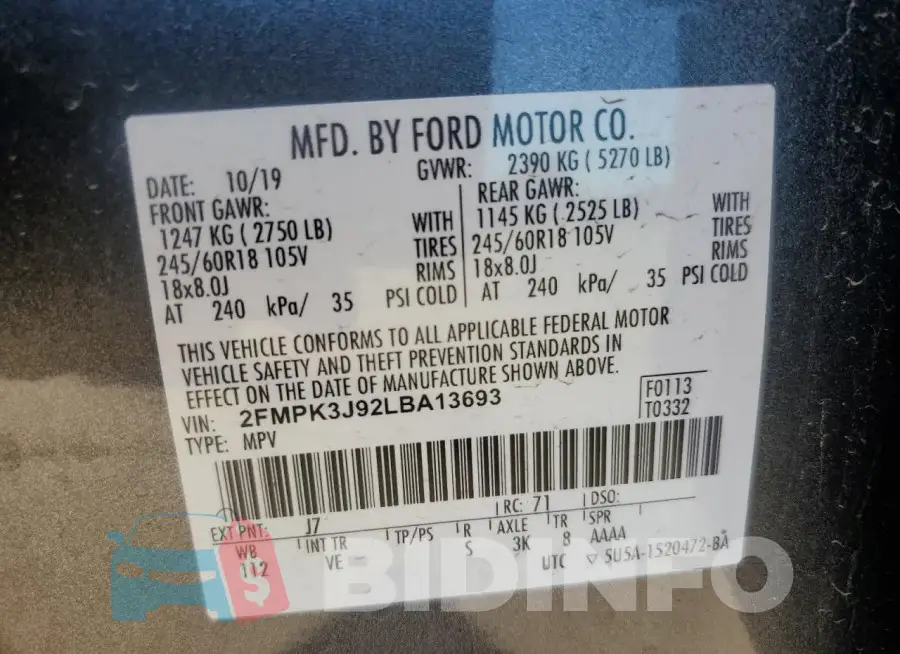 2FMPK3J92LBA13693 Photo# 13