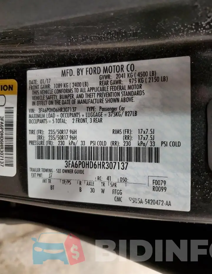 3FA6P0HD6HR307137 Photo# 12