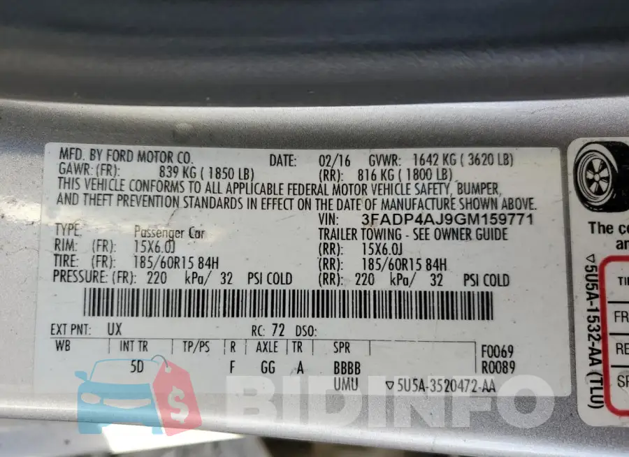 3FADP4AJ9GM159771 Photo# 12