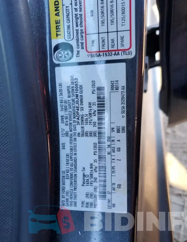 3FADP4EJ0JM100853 Photo# 12