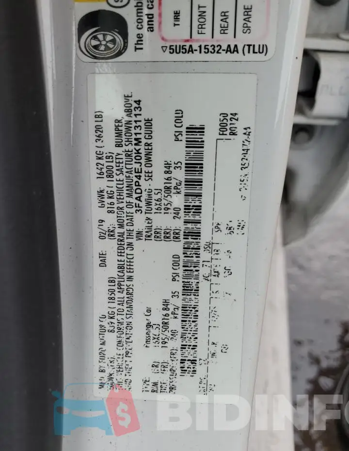 3FADP4EJ0KM131134 Photo# 13