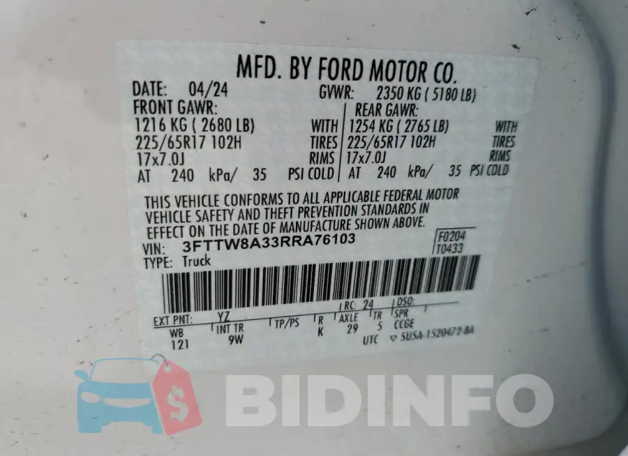 3FTTW8A33RRA76103 Photo# 13