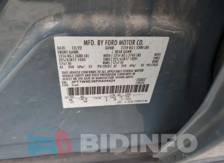 3FTTW8E38PRA09424 Photo# 12