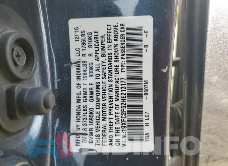 19XFC2F52HE213177 Photo# 12