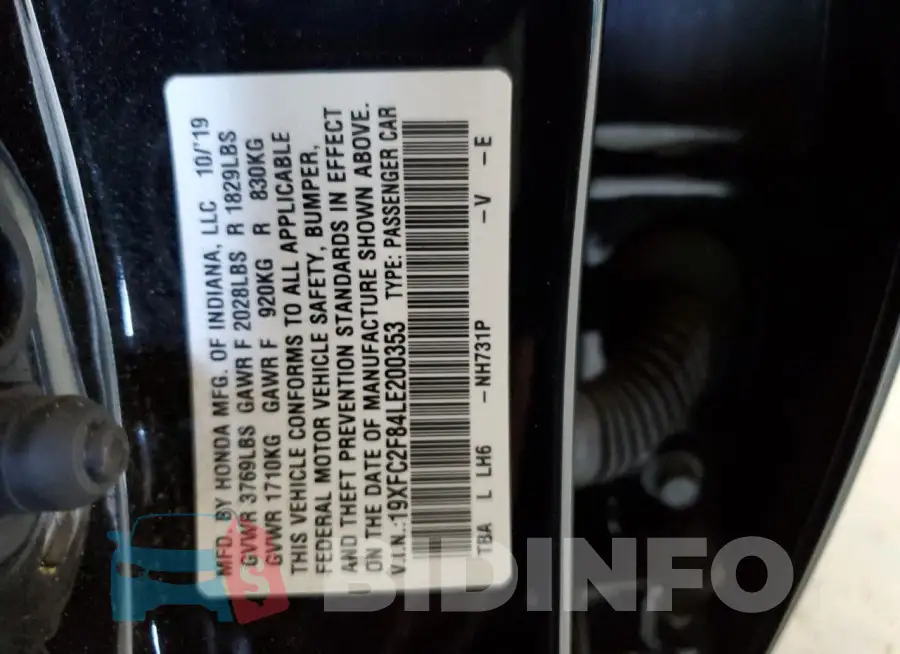 19XFC2F84LE200353 Photo# 12