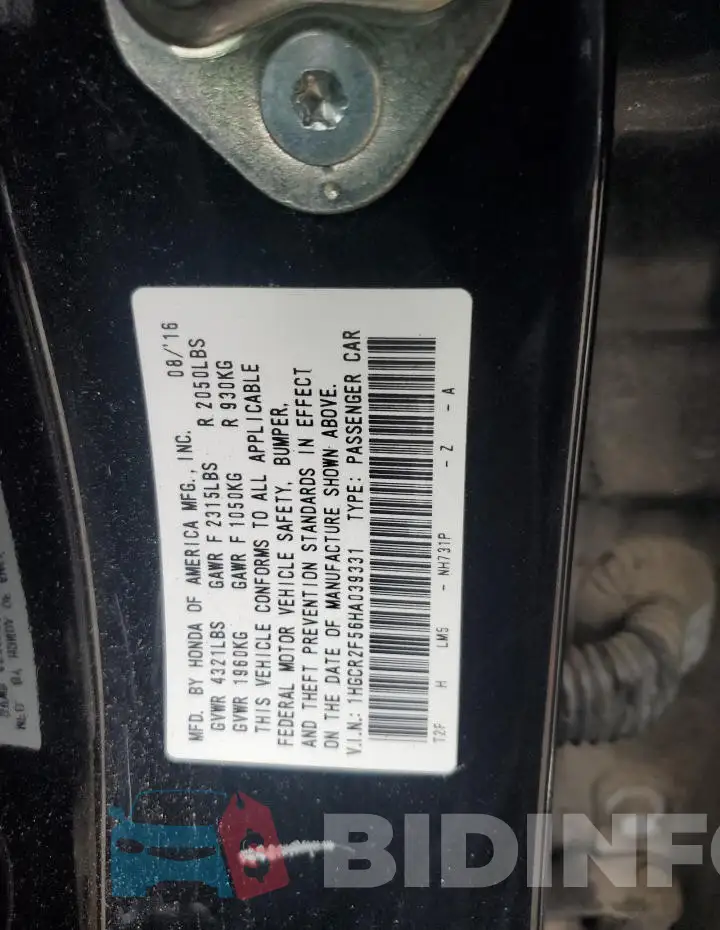 1HGCR2F56HA039331 Photo# 12