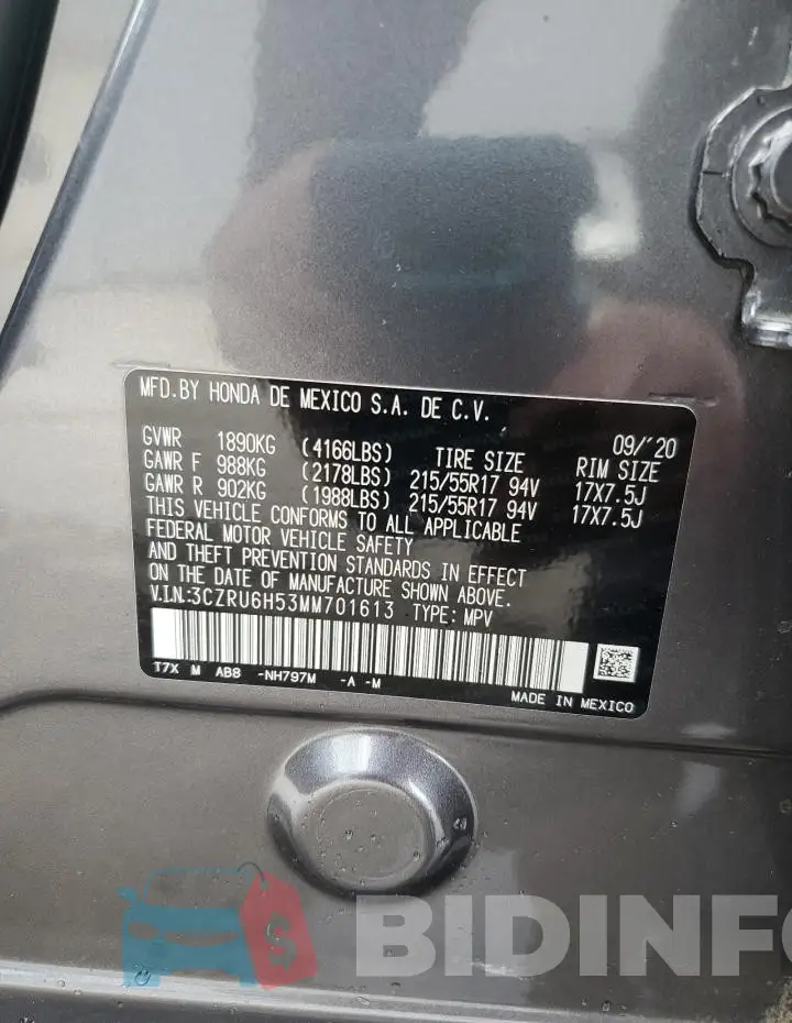 3CZRU6H53MM701613 Photo# 14