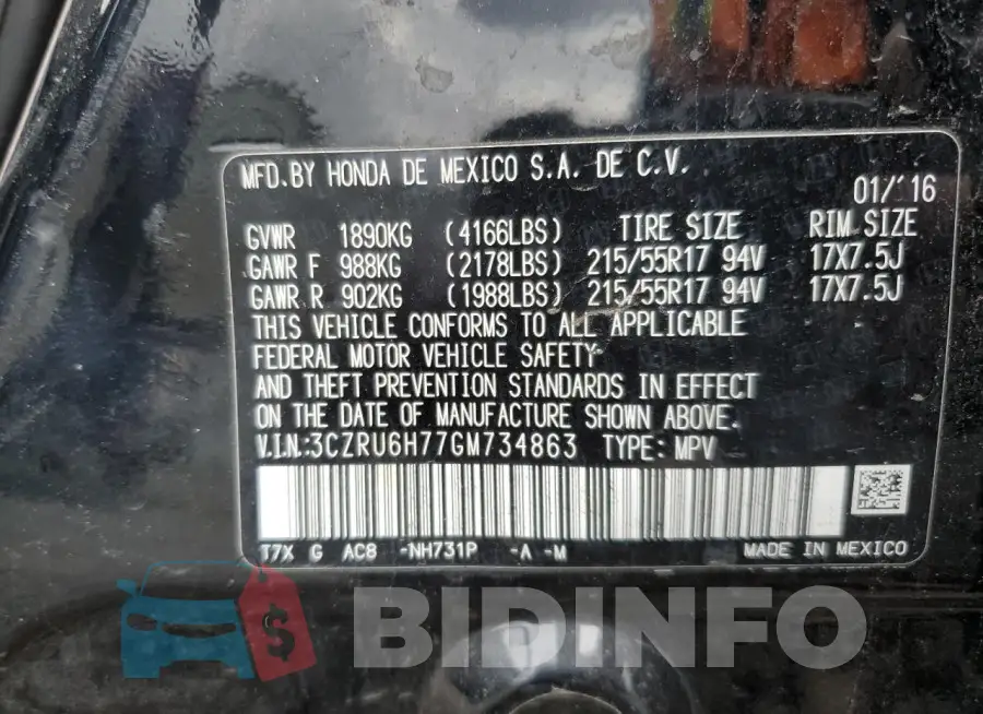 3CZRU6H77GM734863 Photo# 13