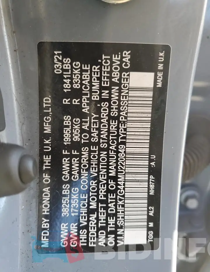 SHHFK7G44MU220849 Photo# 12