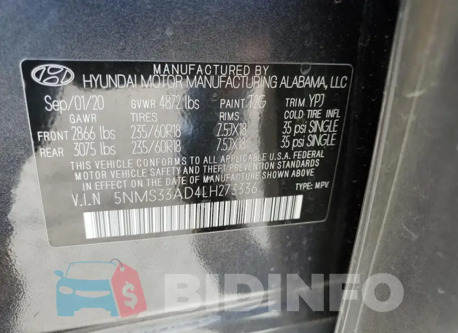 5NMS33AD4LH273336 Photo# 13