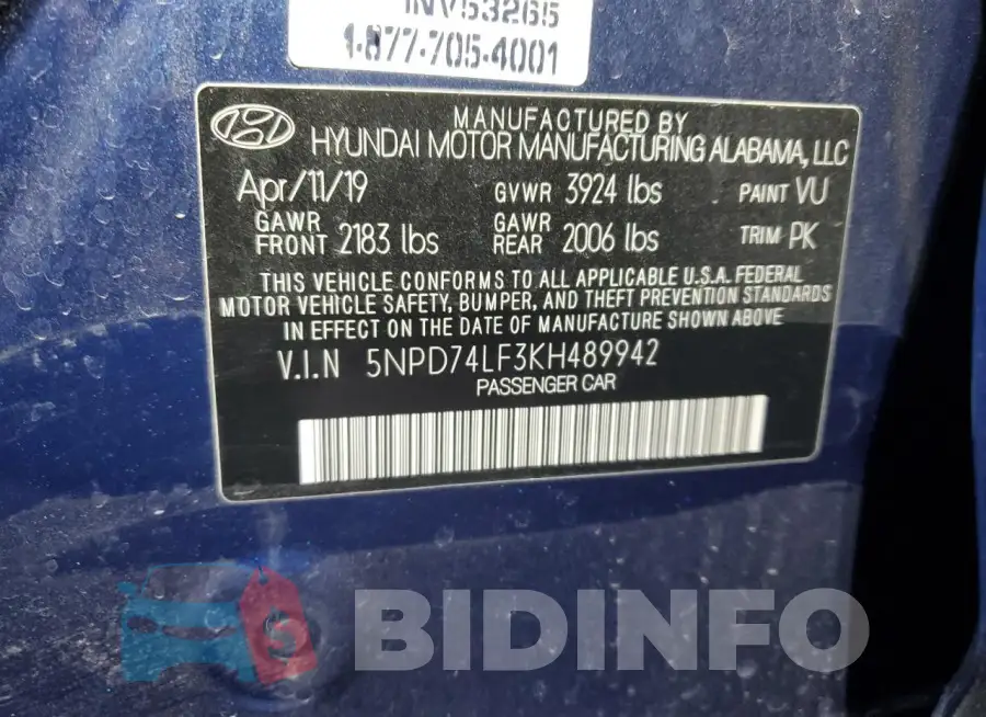 5NPD74LF3KH489942 Photo# 13