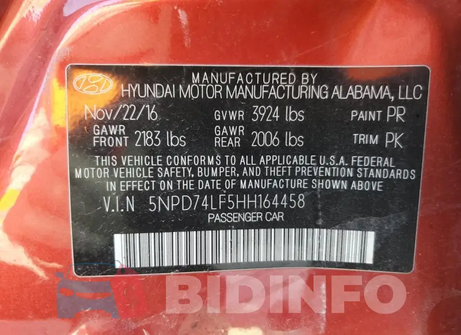 5NPD74LF5HH164458 Photo# 12