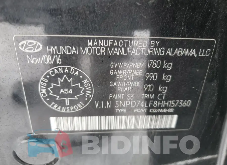 5NPD74LF8HH157360 Photo# 13