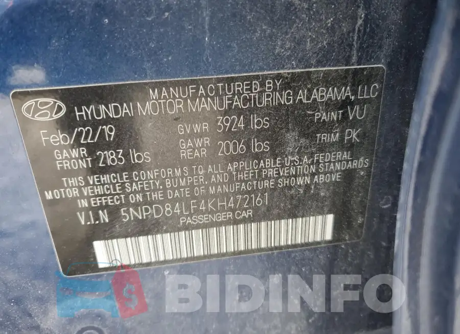 5NPD84LF4KH472161 Photo# 12
