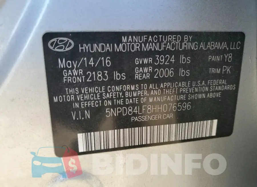 5NPD84LF8HH076596 Photo# 12