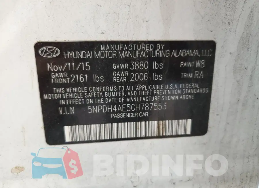 5NPDH4AE5GH787553 Photo# 12
