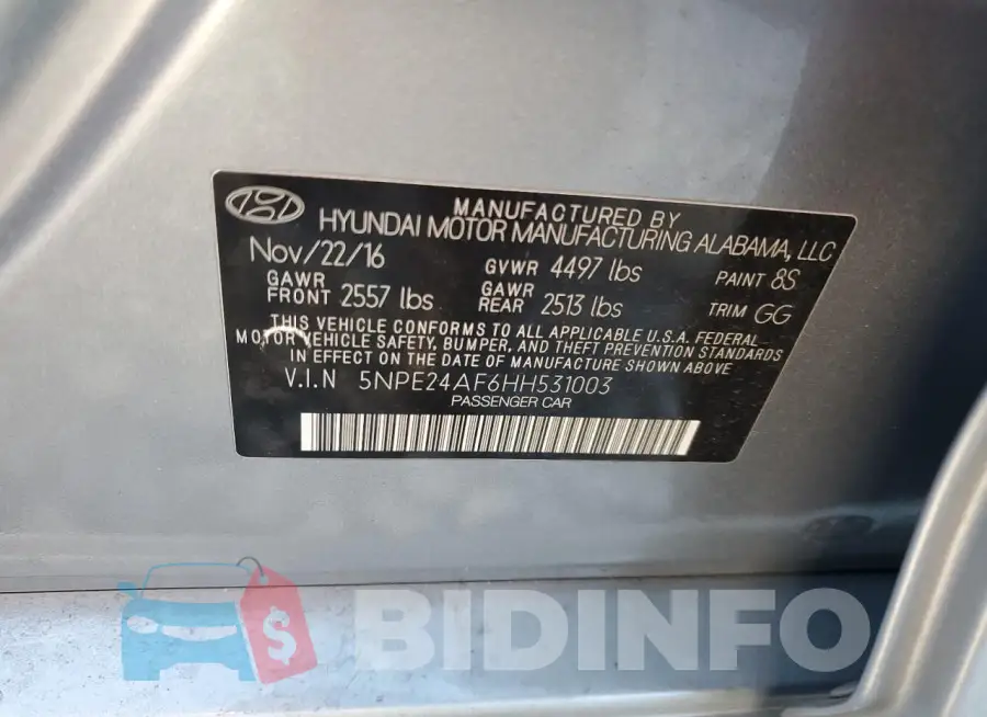 5NPE24AF6HH531003 Photo# 12