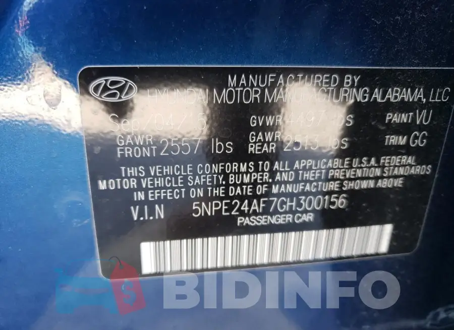 5NPE24AF7GH300156 Photo# 12